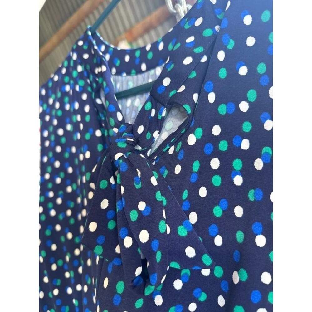 Retro style dress! Sleeveless  polkadot dress blue green